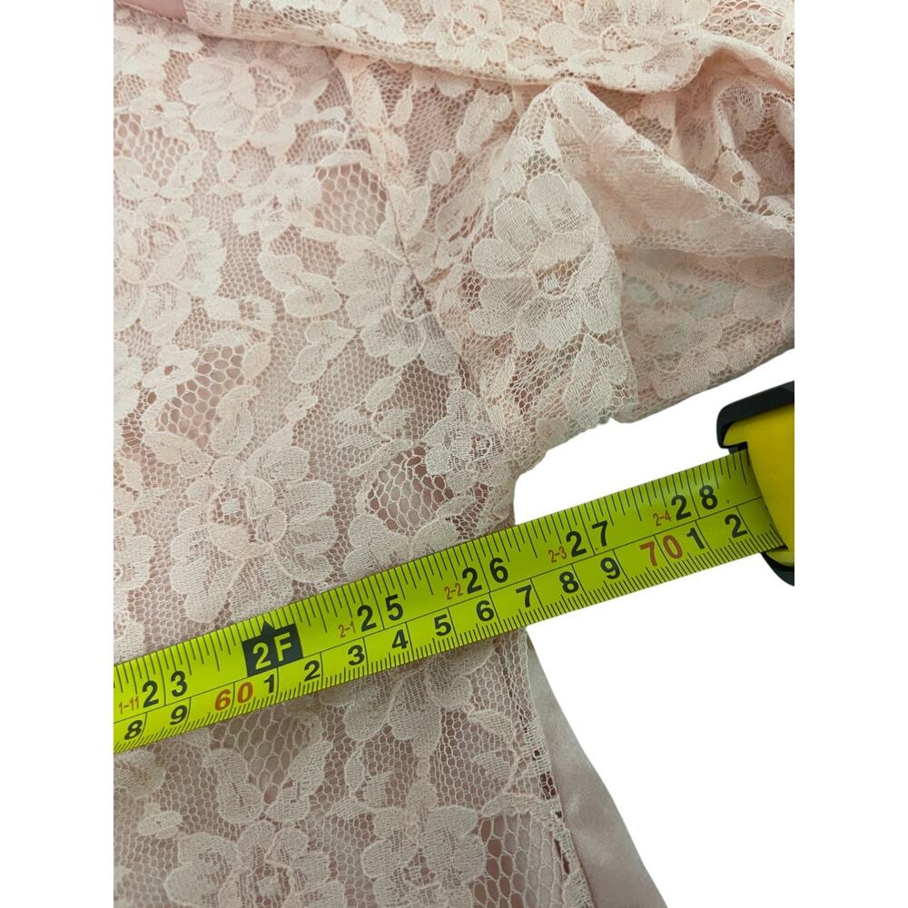 Victorias Secret Pink Robe Womens One Size Vintage 90s Lace Satin Boudoir - Picture 4 of 7